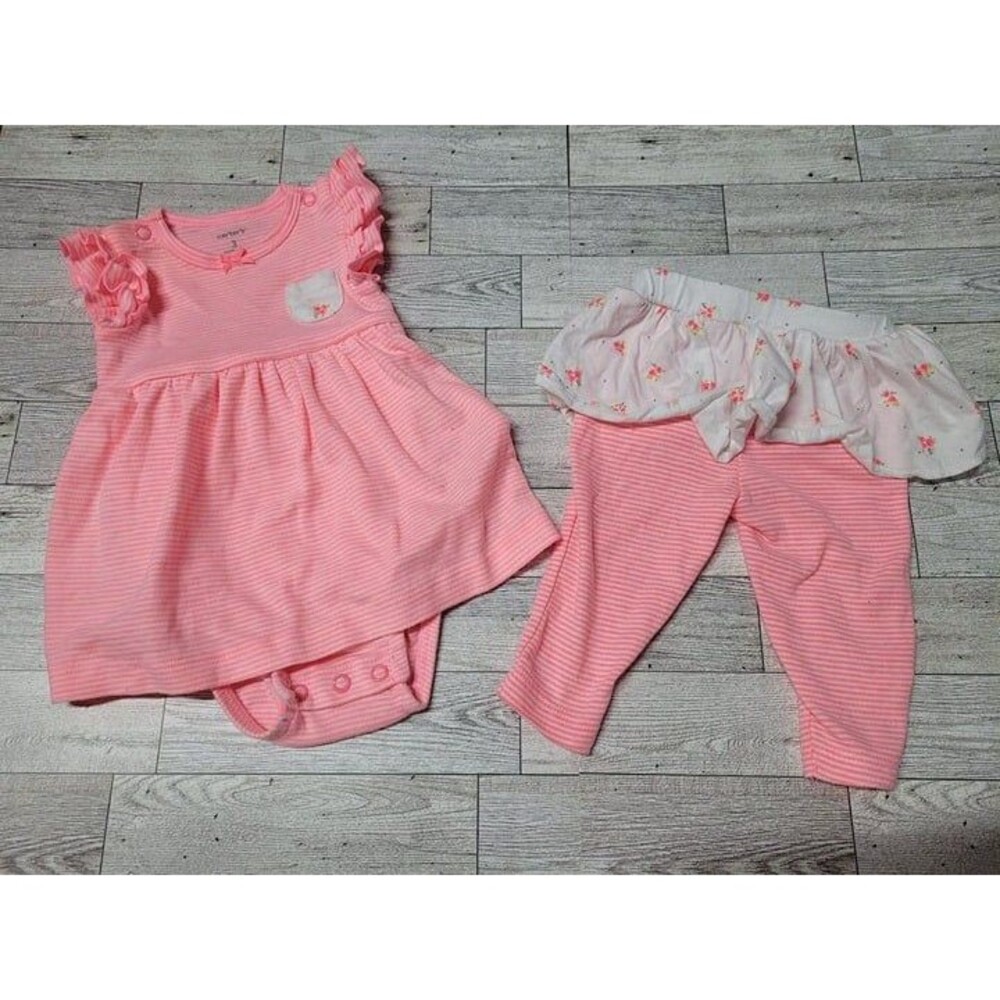 Girl's Carter's Rose & Neon Stripe Size 3M (E79)‎